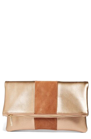 Bp. Tonal Stripe Foldover Clutch - Pink