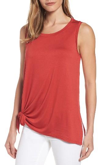 Women's Caslon Knot Front Jersey Tank, Size - Metallic