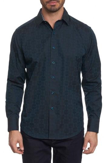 Men's Robert Graham 'cullen' Classic Fit Jacquard Sport Shirt, Size - Blue