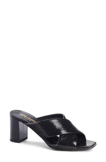 Women's Saint Laurent Loulou Cross Strap Mule Us / 34eu - Black