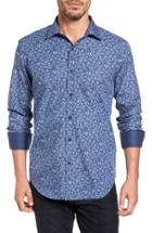 Men's Bugatchi Shaped Fit Graphic Print Sport Shirt, Size - Purple