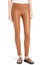 Women's Helmut Lang Stretch Lambskin Leather Leggings - Brown