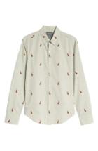 Men's Bonobos Washed Button Down Slim Fit Rabbit Print Sport Shirt, Size R - Grey