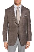 Men's Peter Millar Classic Fit Plaid Wool Blend Sport Coat R - Brown