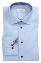 Men's Eton Signature Contemporary Fit Solid Twill Dress Shirt - Blue
