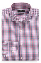 Men's Boss Sharp Fit Check Dress Shirt .5 R - Pink