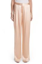 Women's Adam Lippes Pleated Silk Pants - Coral
