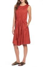 Women's Halogen Drawcord Stretch Cotton Blend Dress, Size - Metallic