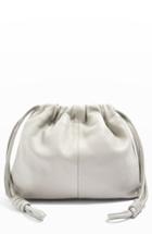 Topshop Drawstring Leather Shoulder Bag - Grey