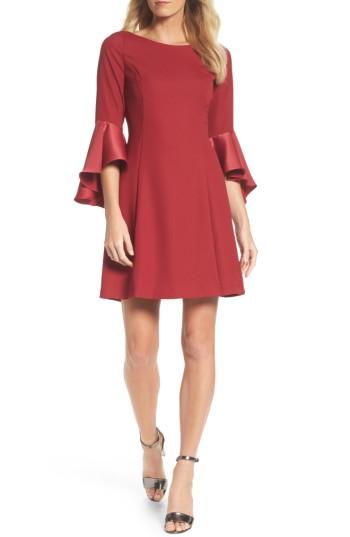 Women's Adrianna Papell Satin Ruffle Sleeve A-line Dress