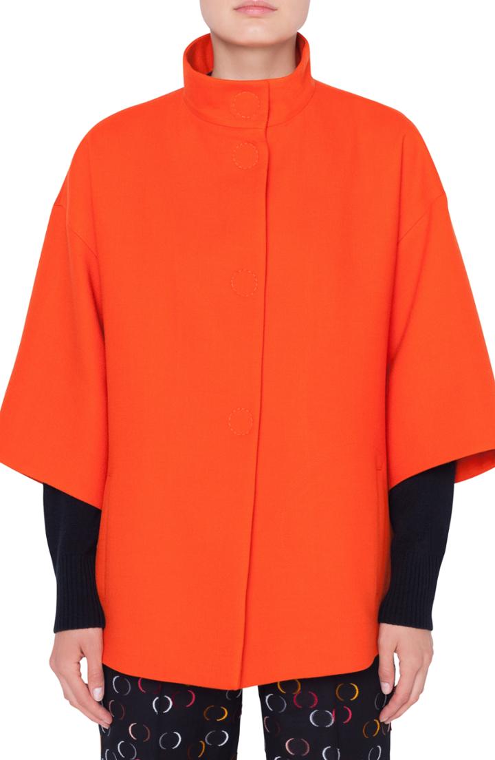 Women's Akris Punto Wool Gabardine Coat - Orange