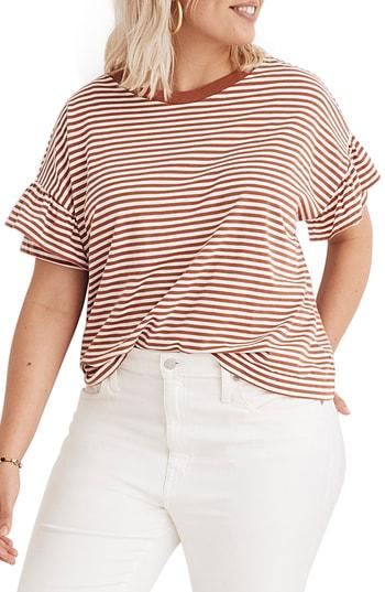Women's Madewell Ruffle Sleeve Tee, Size - Red