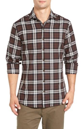 Men's Singer + Sargent Regular Fit Check Sport Shirt, Size - Brown
