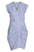 Women's Chelsea28 Stripe Ruched Cotton Shirtdress (similar To 14w-16w) - Blue