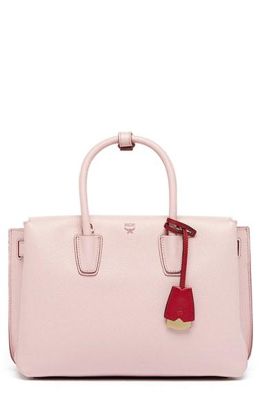Mcm 'medium Milla' Leather Tote - Pink