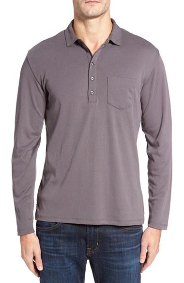 Men's Robert Barakett Calgary Long Sleeve Polo - Grey