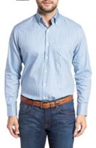 Men's Peter Millar Mount Maker Microcheck Sport Shirt, Size - Blue