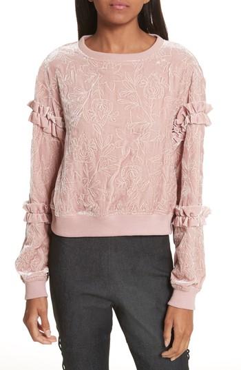 Women's Cinq A Sept Nara Embroidered Velvet Sweatshirt - Purple