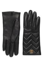 Women's Gucci Gg Marmont Cashmere Lined Leather Gloves - Black