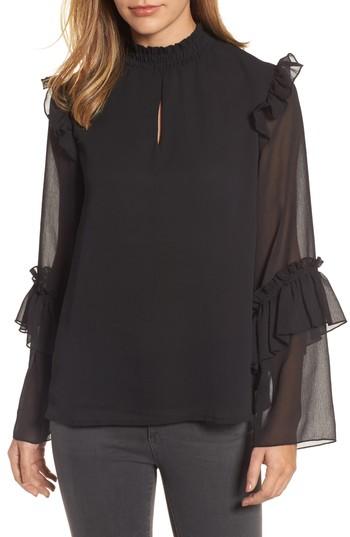 Women's Bobeau Ruffle Sleeve Blouse - Black