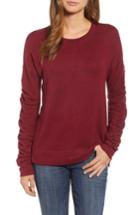 Women's Caslon Ruched Sleeve Pullover - Red