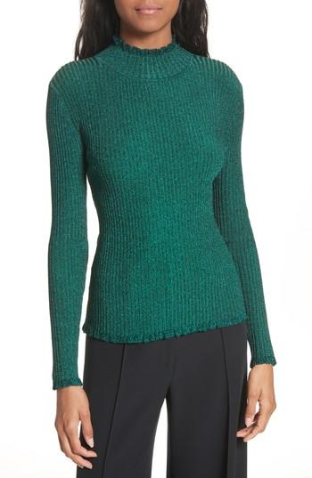 Women's Milly Italian Stardust Ribbed Turtleneck