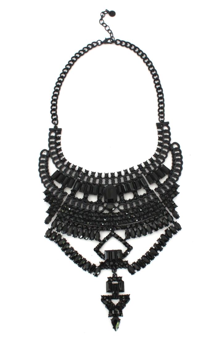 Women's Knotty Crystal Statement Bib Necklace