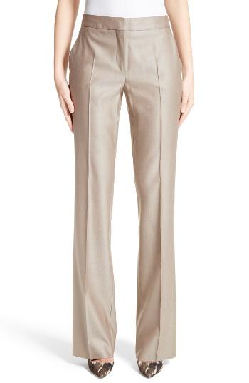 Women's Max Mara Alessia Stretch Wool & Silk Pants - Metallic