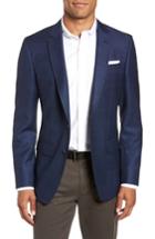 Men's Boss Hutsons Trim Fit Plaid Wool Sport Coat L - Blue