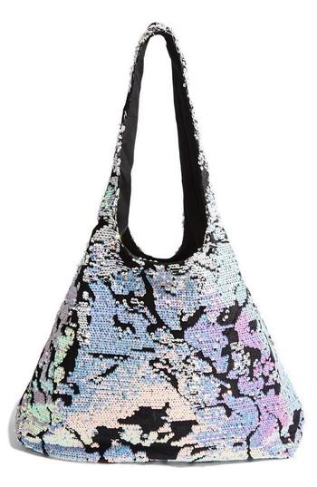 Topshop Freedom Sequin Shoulder Bag - Black