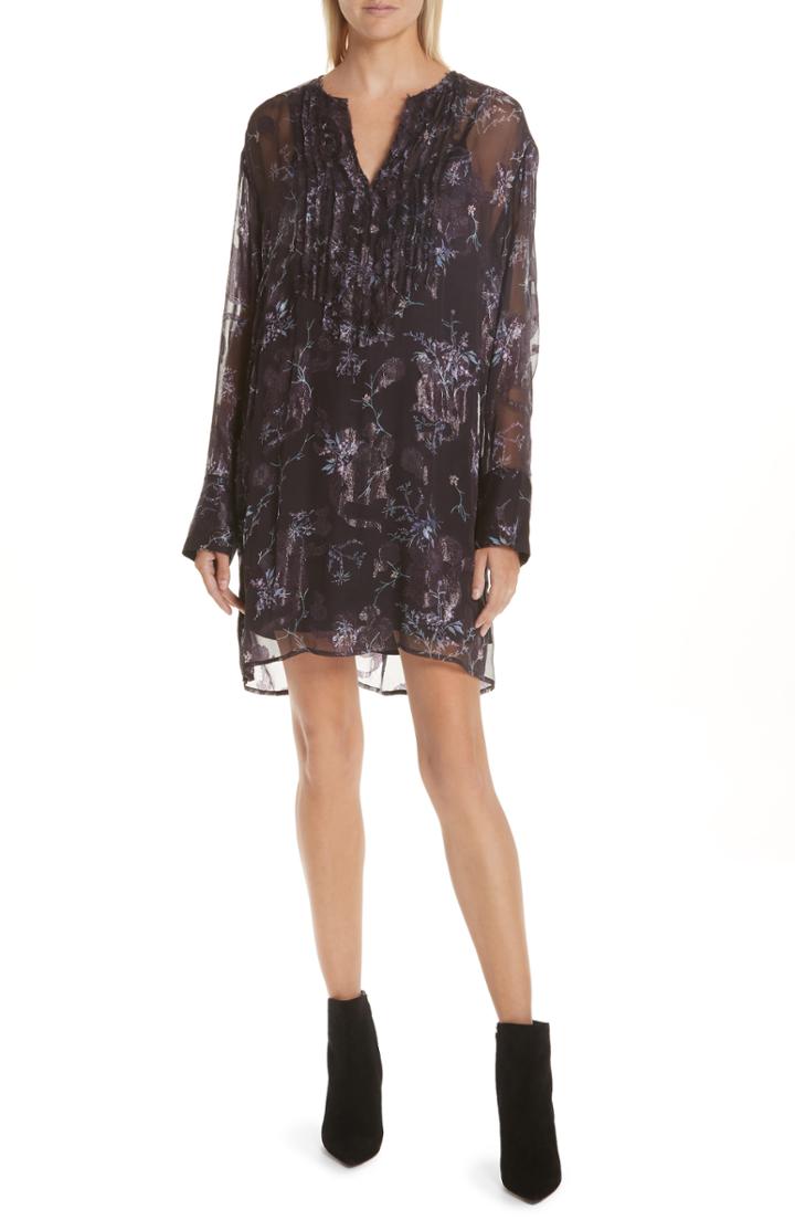Women's Grey Jason Wu Winter Floral Fil Coupe Dress - Black
