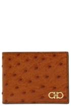 Men's Salvatore Ferragamo Ostrich Leather Billfold - Brown