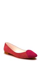 Women's Shoes Of Prey Cap Toe Ballet Flat A - Red