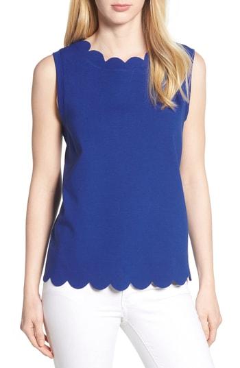 Women's Everleigh Scallop Edge Sleeveless Top, Size - Blue