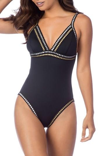Women's La Blanca Threading Along One-piece Swimsuit - Black