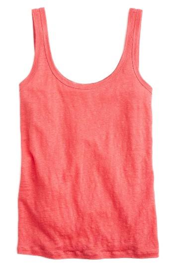 Women's J.crew Scoop Neck Linen Tank Top, Size - Orange