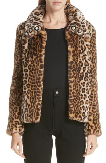 Women's Shrimps Leopard Print Short Faux Fur Jacket Us / 6 Uk - Brown