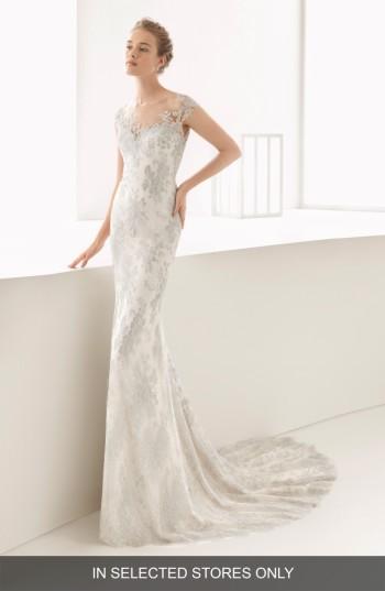 Women's Rosa Clara Naia Silver Chantilly Lace Mermaid Gown