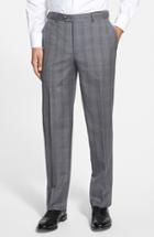 Men's Pal Zileri Flat Front Plaid Wool Trousers