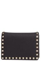 Valentino Garavani Mini Rockstud Leather Wallet On A Chain - Black