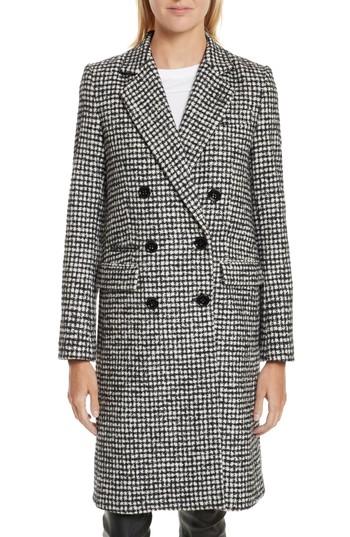 Women's The Kooples Double-breasted Wool Blend Coat Us / 36 Fr - Black