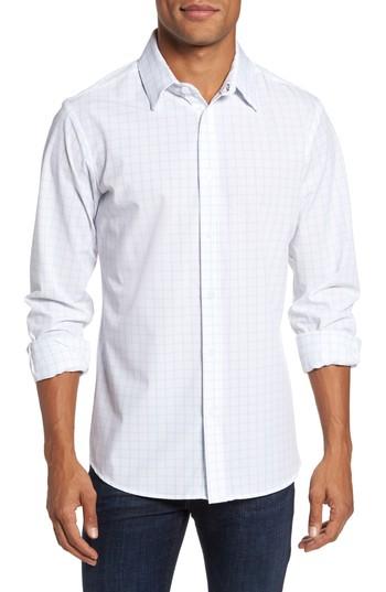 Men's Mizzen+main Blue Label Hull Slim Fit Crosshatch Sport Shirt, Size - Blue