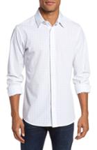 Men's Mizzen+main Blue Label Hull Slim Fit Crosshatch Sport Shirt, Size - Blue