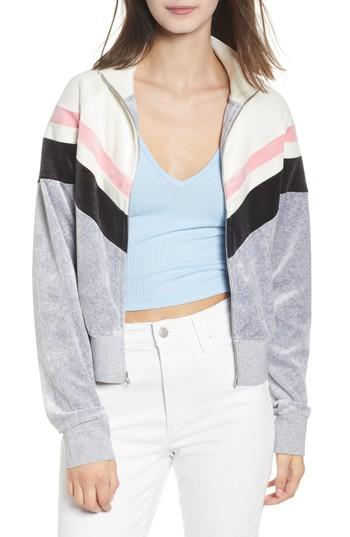 Women's Juicy Couture Palisade Colorblock Velour Jacket - Black