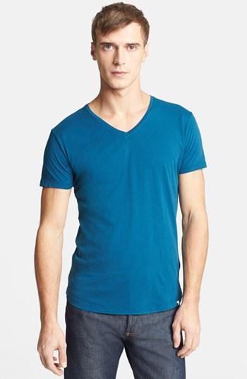 Orlebar Brown 'bobby' Trim Fit Cotton V-neck T-shirt Petrol Teal