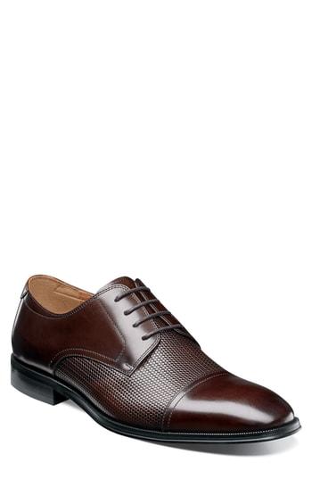 Men's Florsheim Belfast Embossed Cap Toe Derby .5 D - Brown