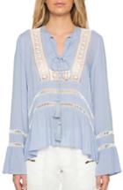 Women's Willow And Clay Crochet Peasant Blouse - Blue