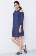 Women's Halogen Denim Cold Shoulder Shift Dress - Blue