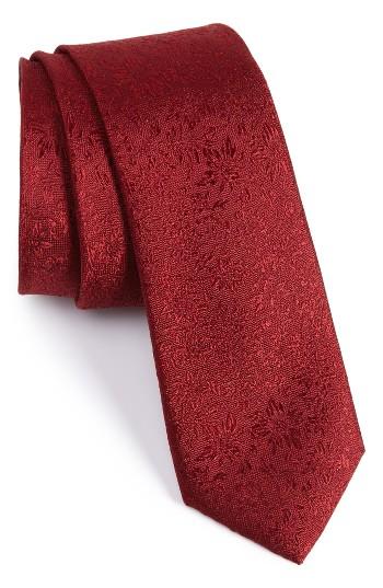 Men's Calibrate Dressy Floral Silk Skinny Tie, Size - Red