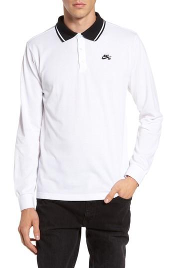 Men's Nike Sb Pique Polo, Size - White